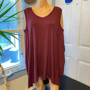 Peace Love World Soft Comfortable Modal Blend Cold Shoulder Top Women Plus SZ2X